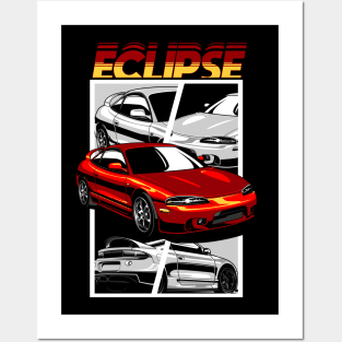 Mitsubishi Eclipse in Red mix max Posters and Art